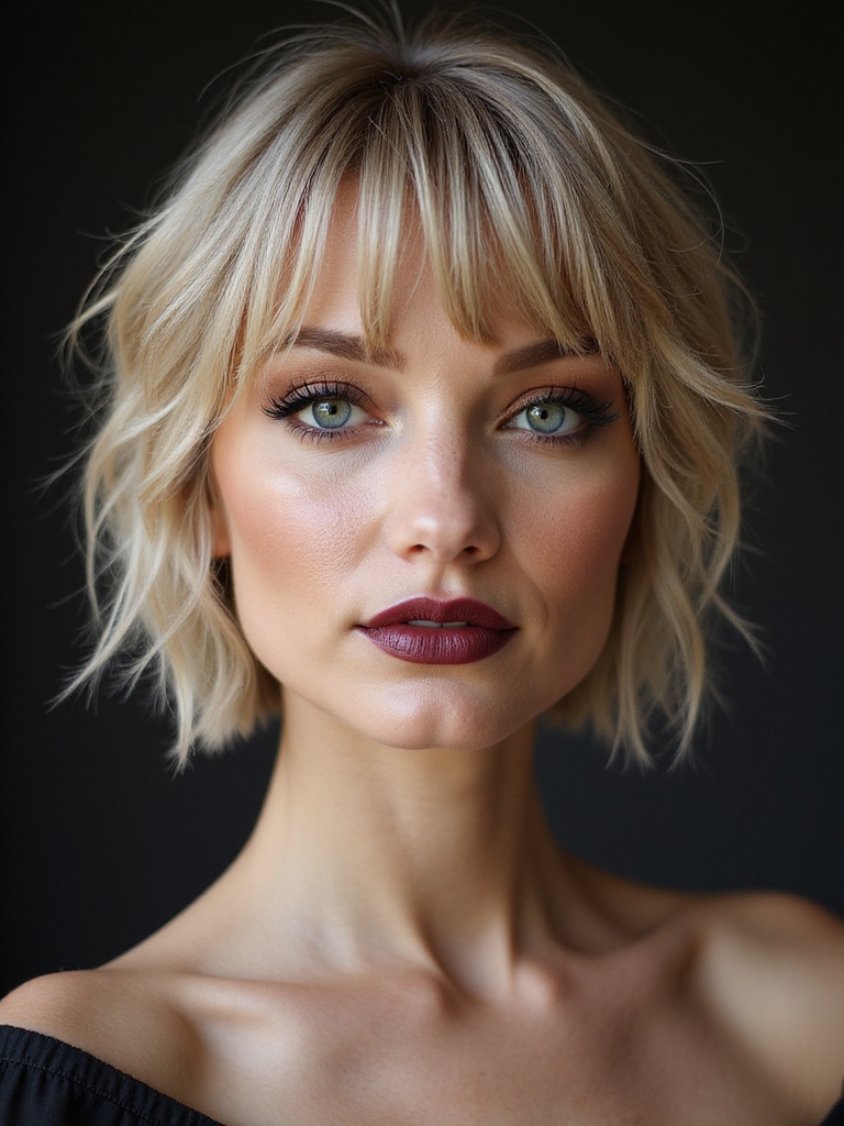 soft shag pixie with micro bangs