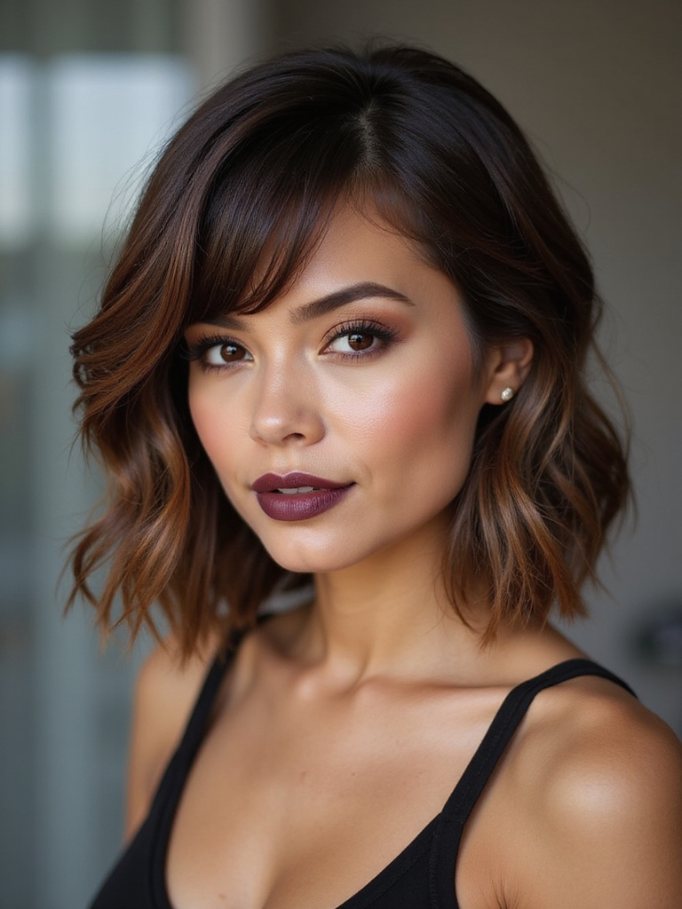 stacked angled bob side swept