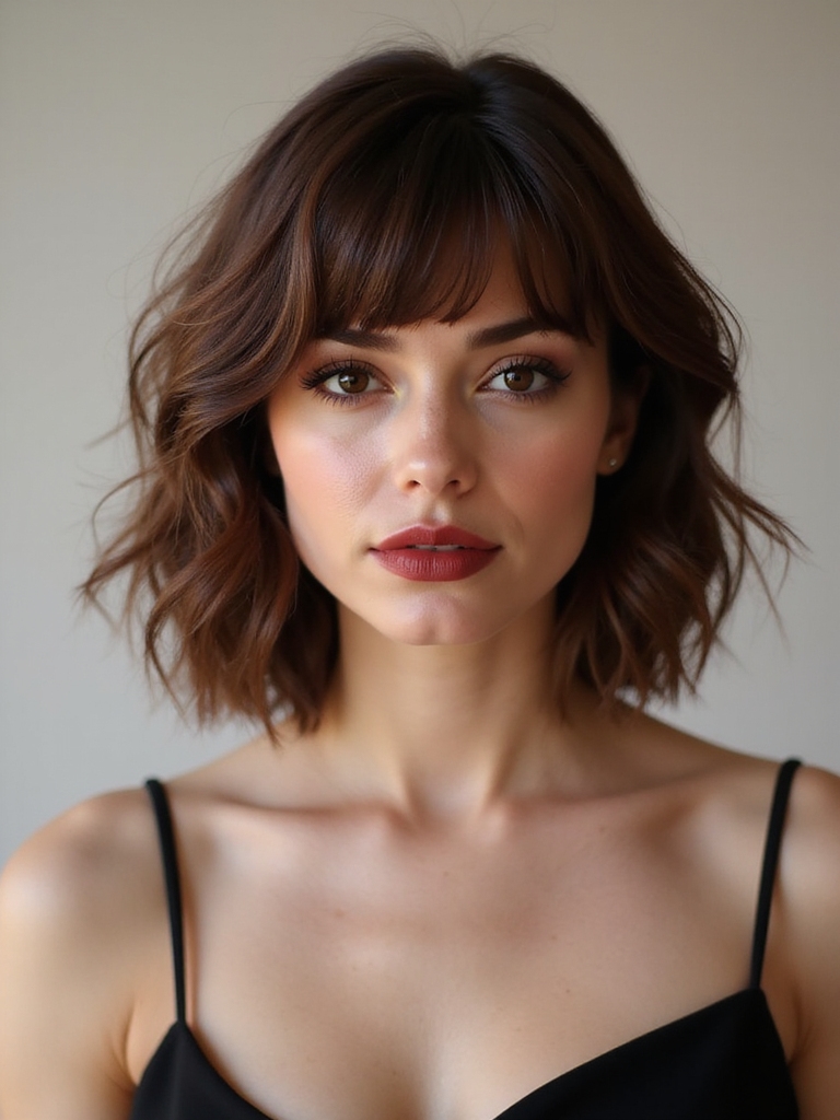 stacked bob with bangs