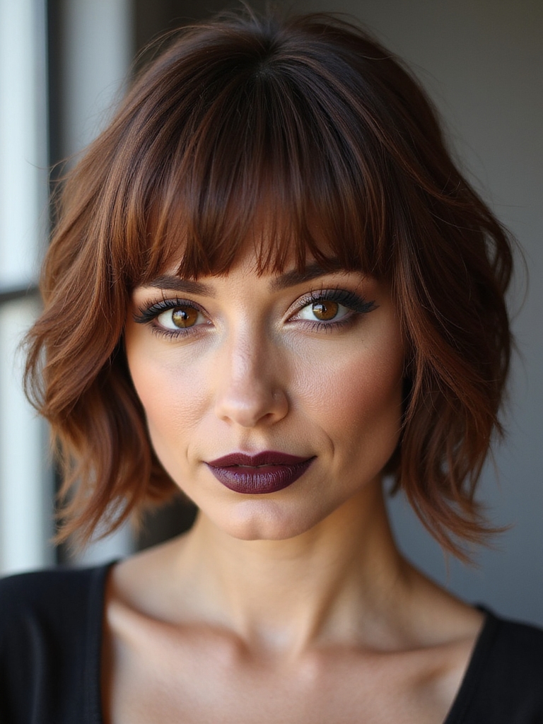 stacked bob with fringe