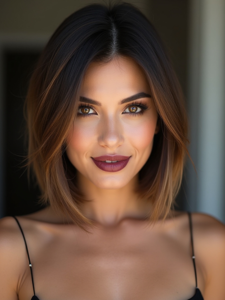 subtle face framing balayage bob