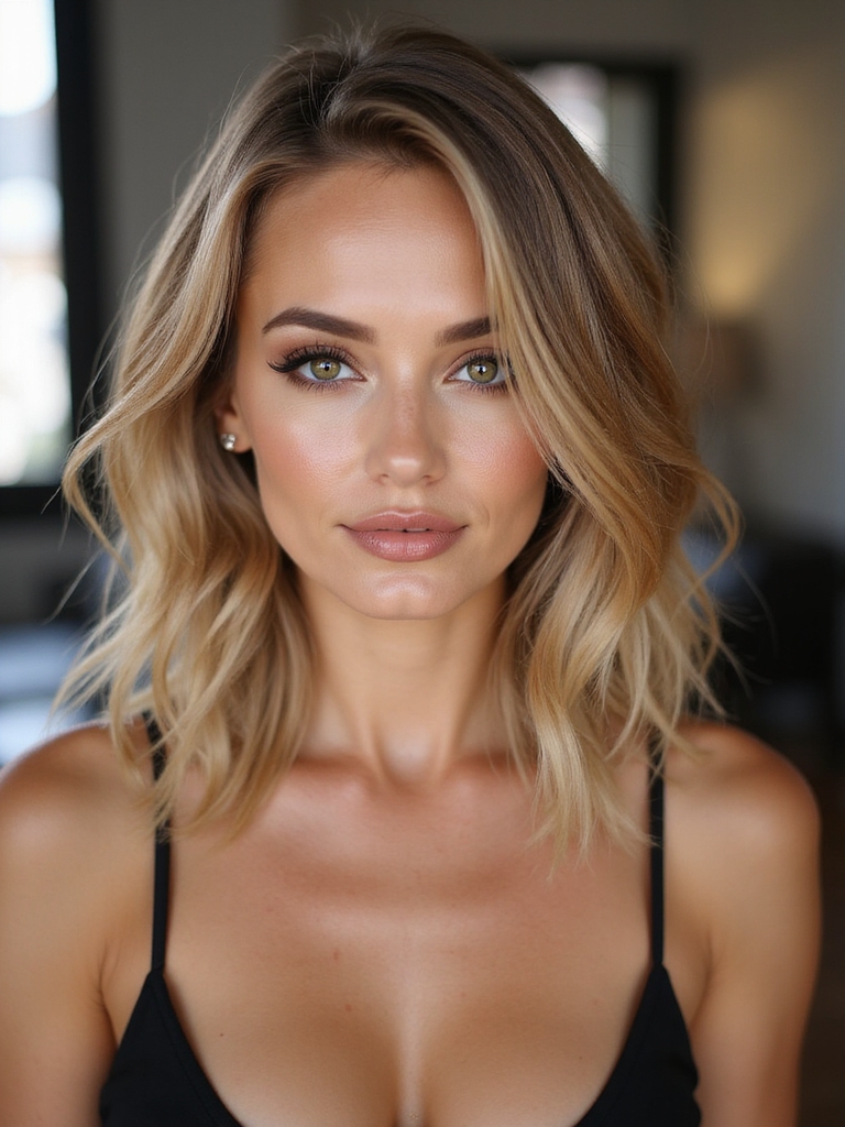 sun kissed layered inverted bob
