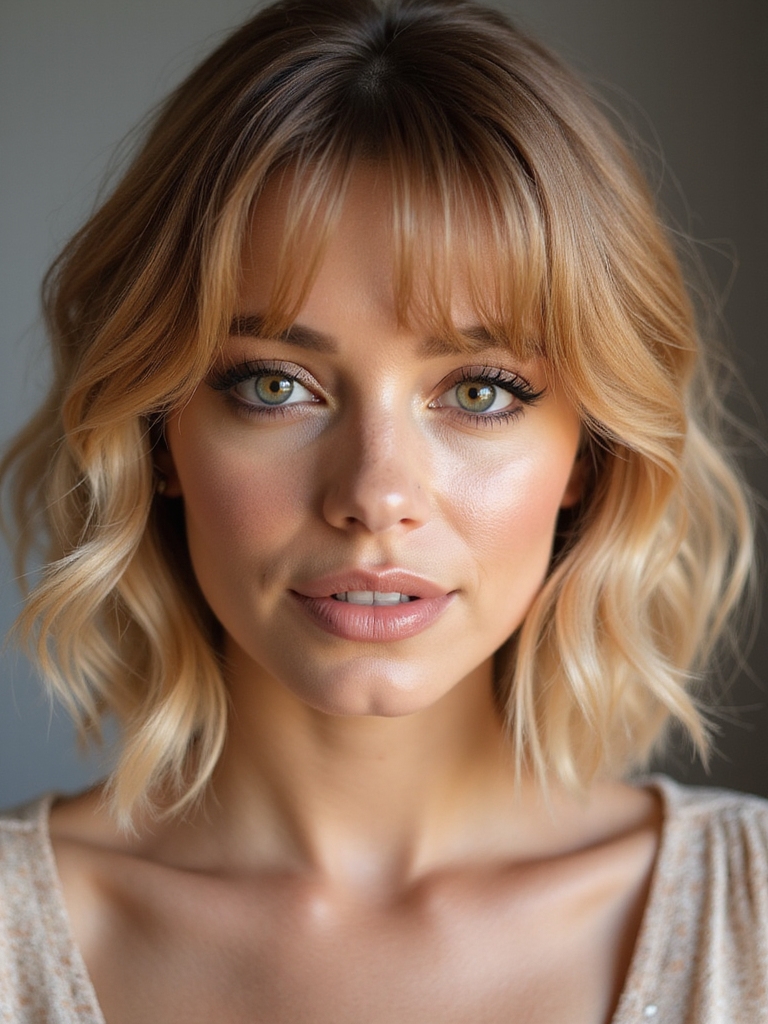 sun kissed peachy french bob
