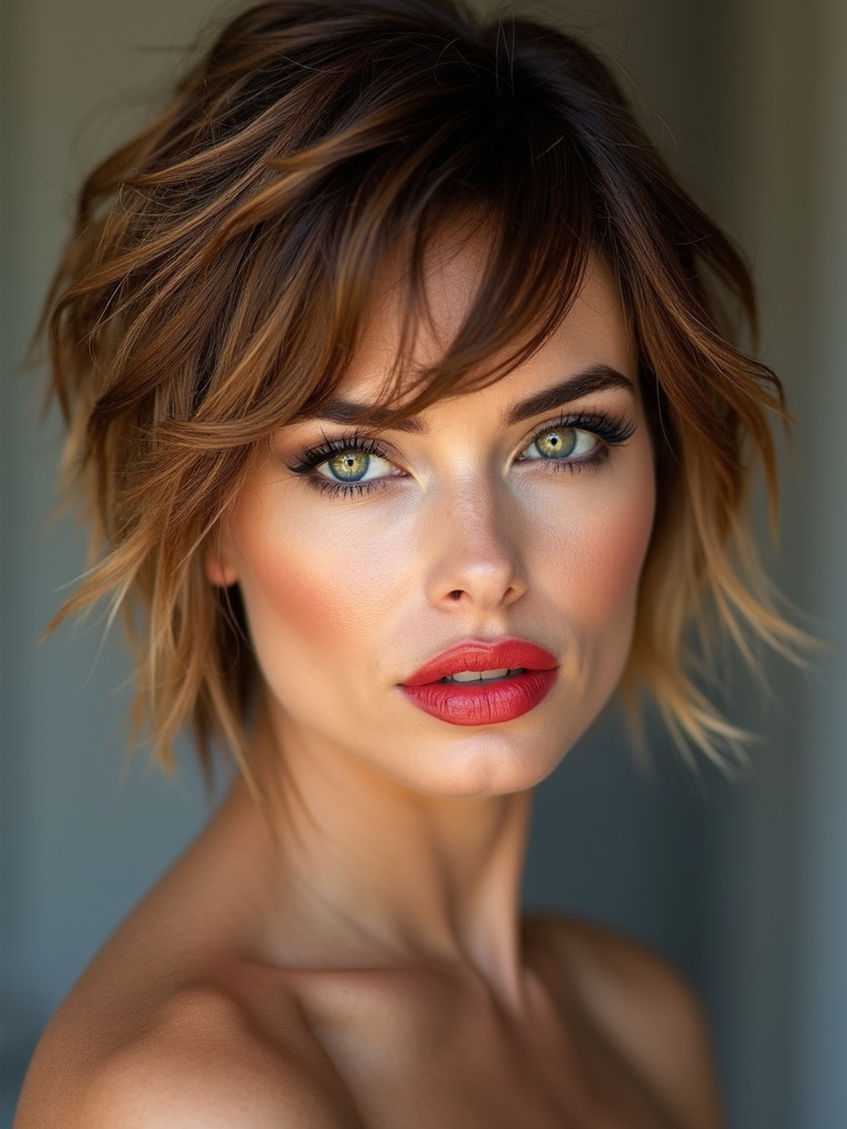 sun kissed shag pixie highlights