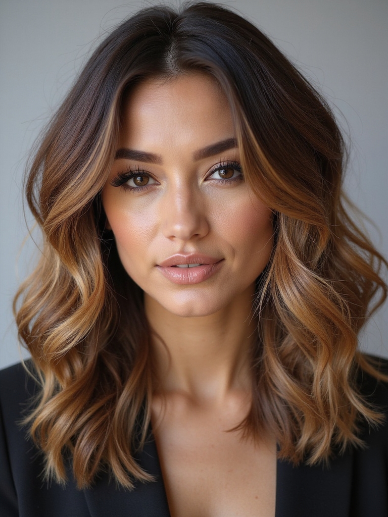 sun kissed textured long bob
