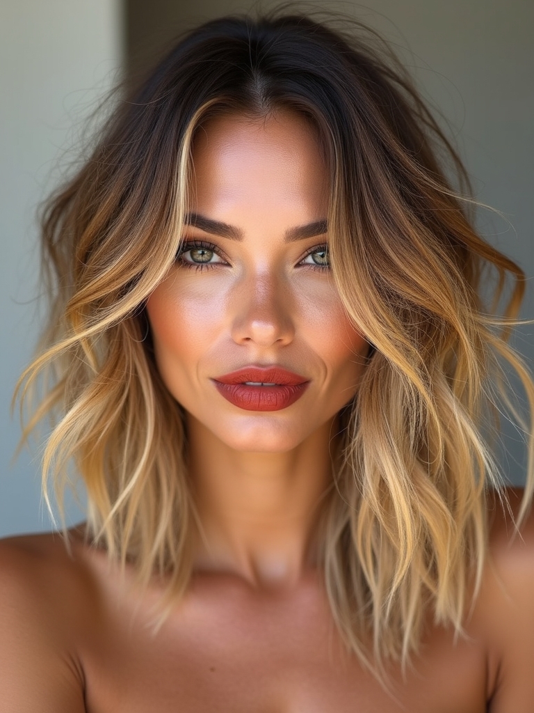 sun kissed tousled face framing waves