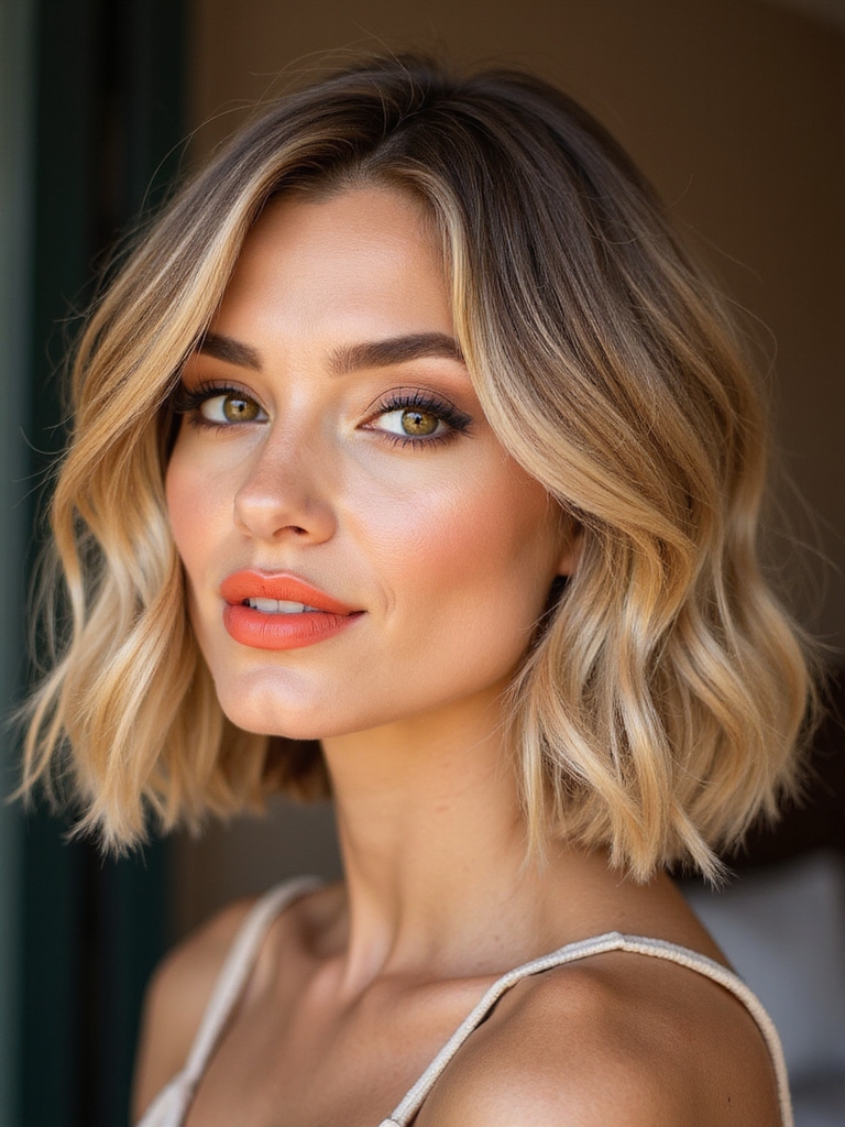 sun kissed warm caramel highlights