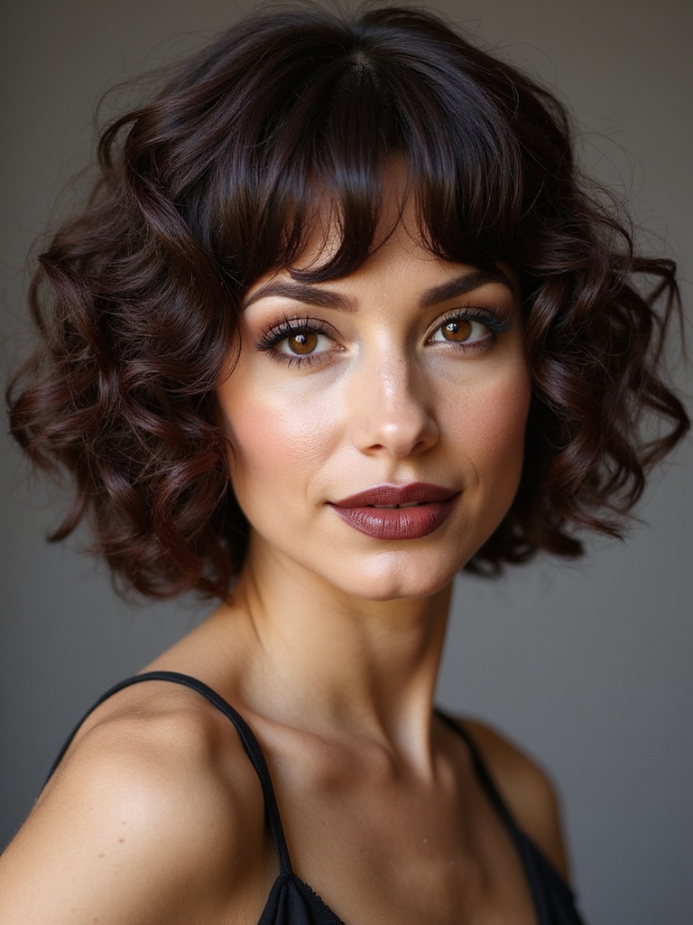 sunlit playful blunt curled bob