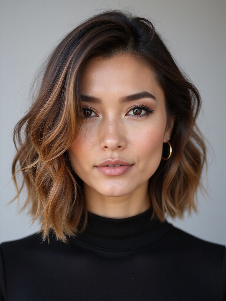 texture tailored angled shoulder bob