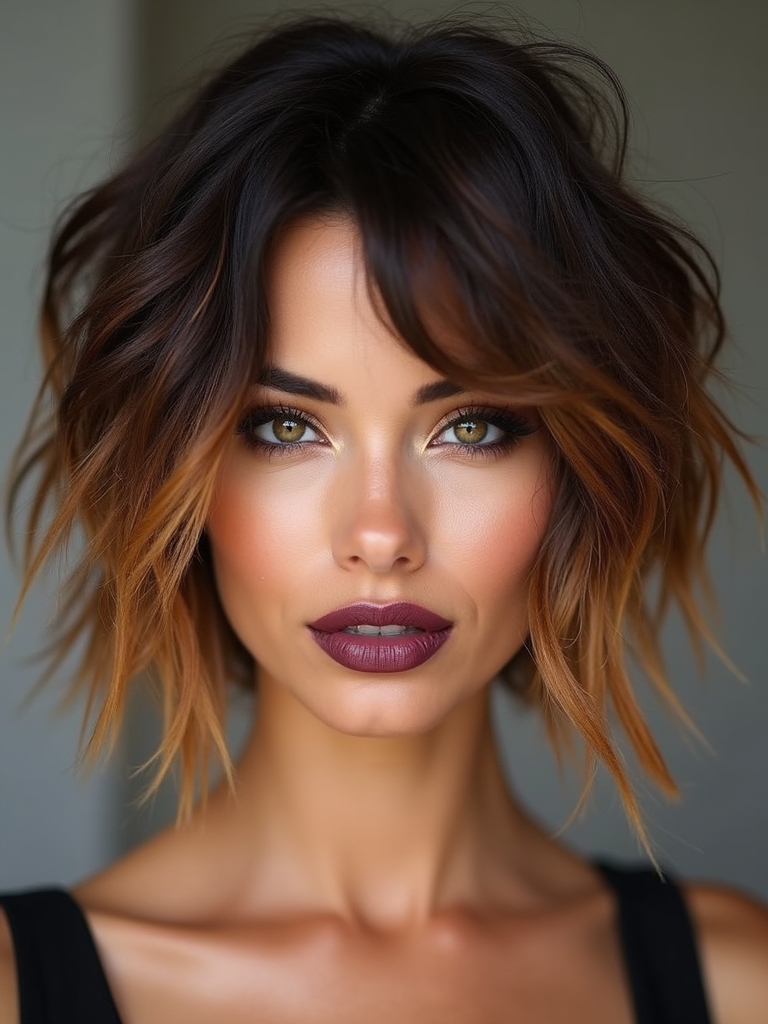 textured bob with ombre