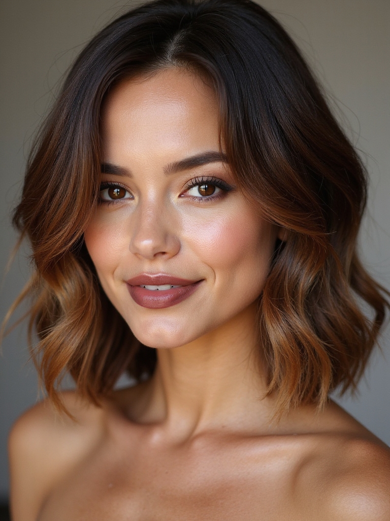 textured caramel balayage lob