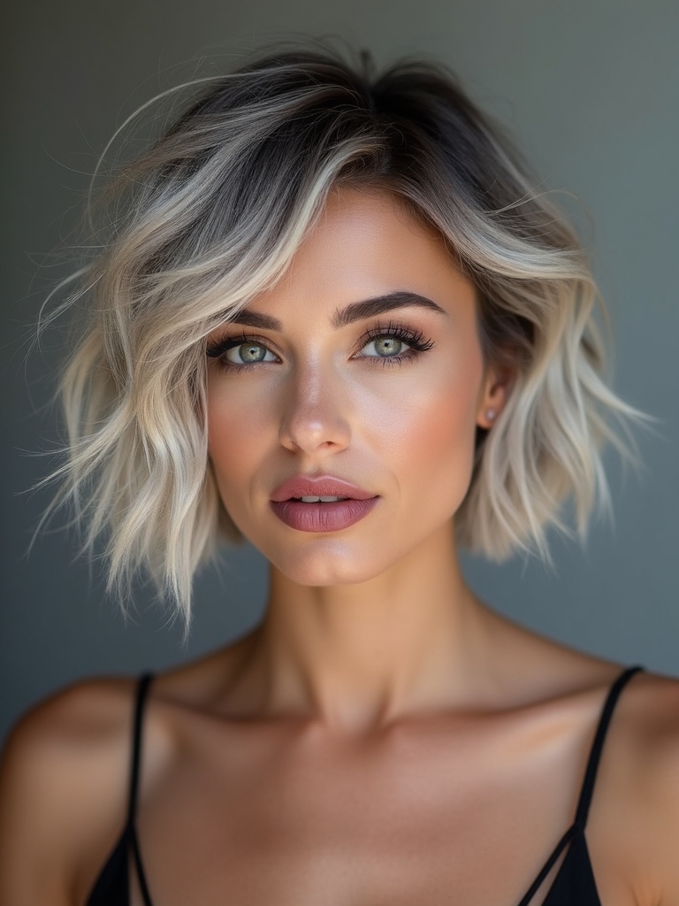 textured choppy bob with fringe