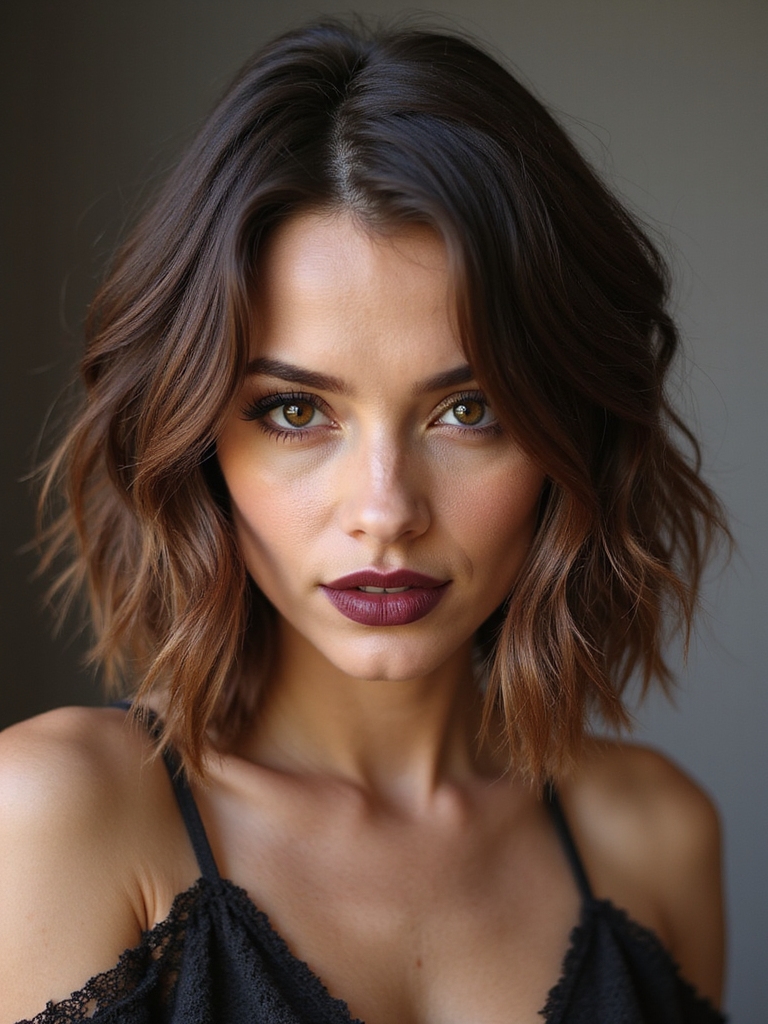 textured choppy lob haircut