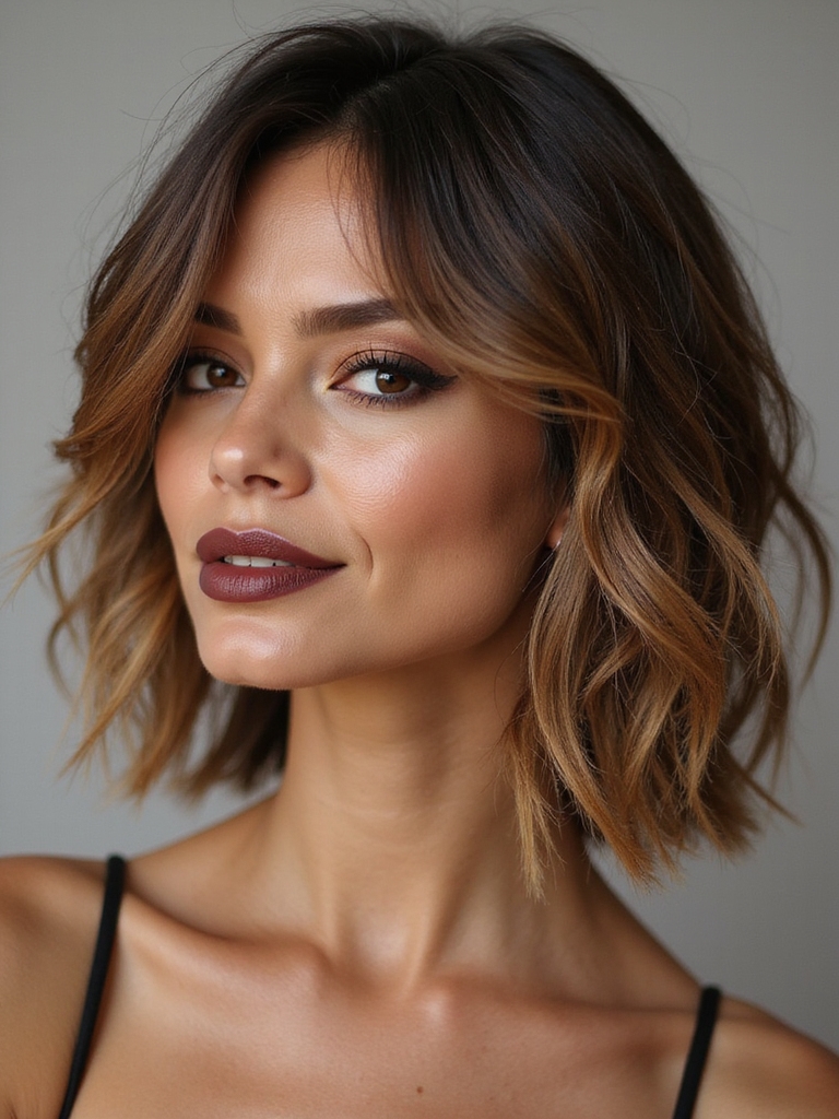 textured collarbone length lob