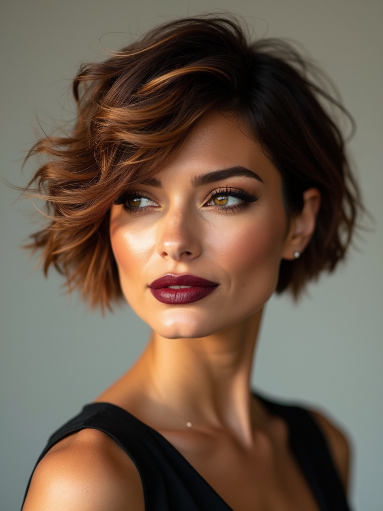 textured cropped pixie bob fringe