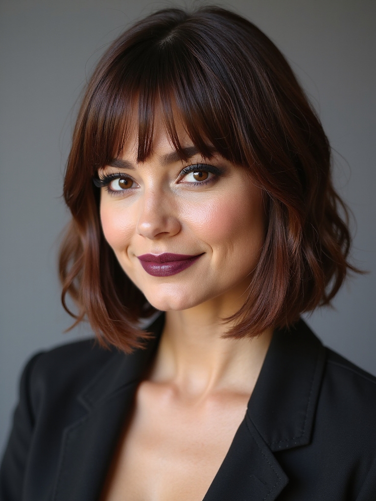 textured french bob with curtain