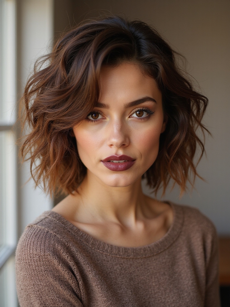 textured layered bob face framing