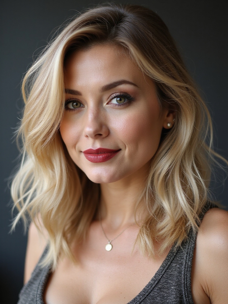 textured long bob with fringe