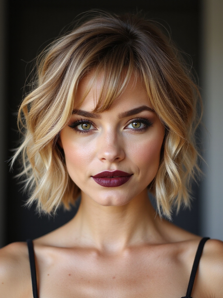 textured pixie with curtain bangs