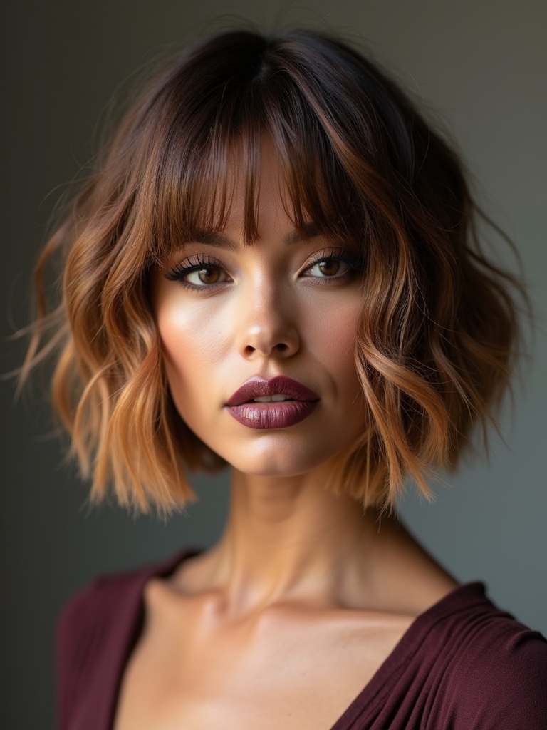 textured razored shoulder length bob