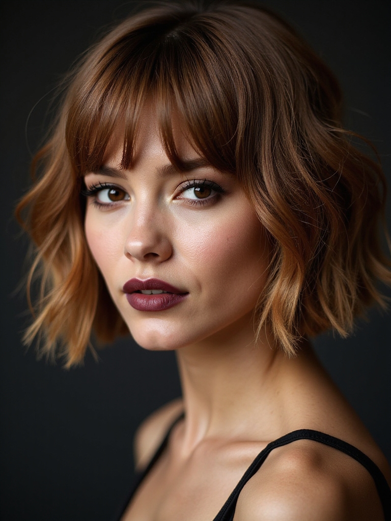 textured short bob curtain fringe