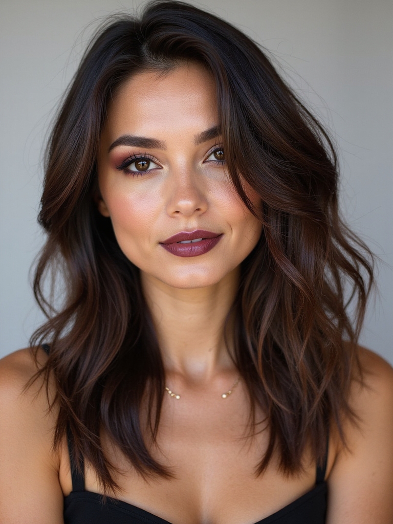 textured tousled lob with piecey ends