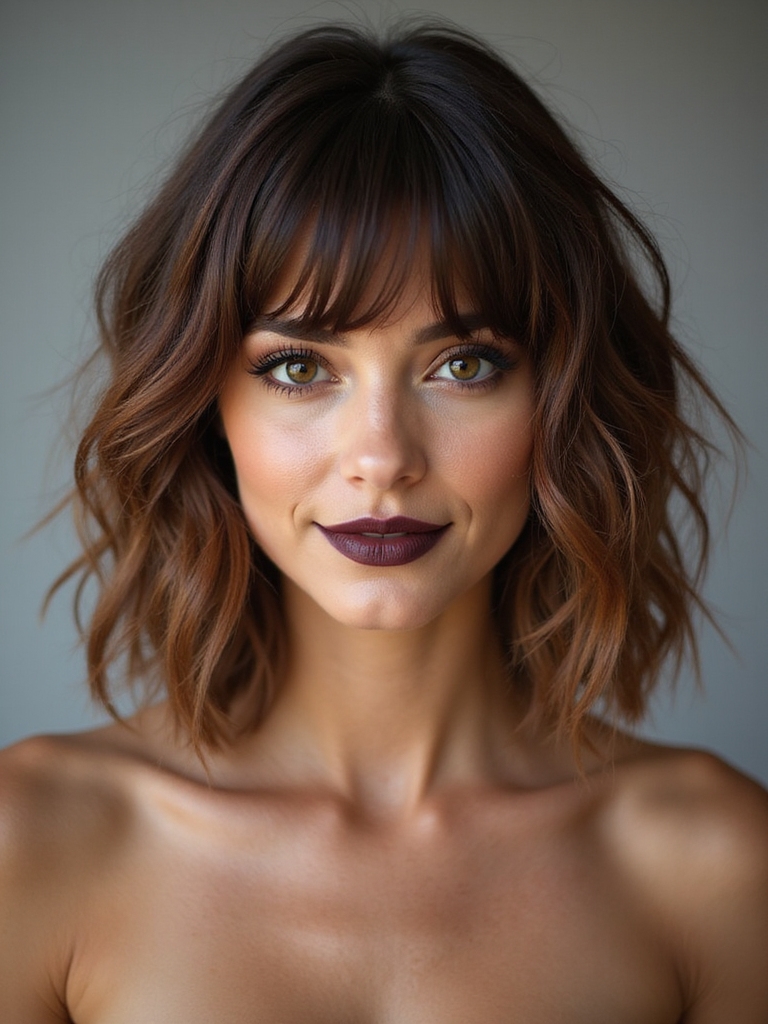 textured wavy bob fringe