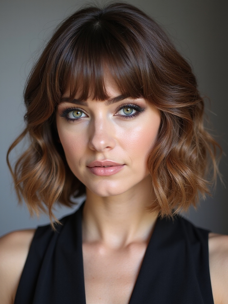 timeless shag haircut with bangs