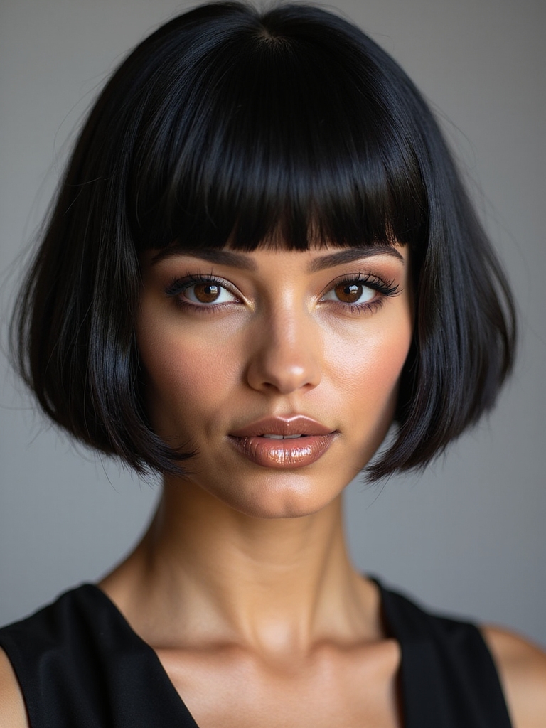 tiny blunt cropped fringe