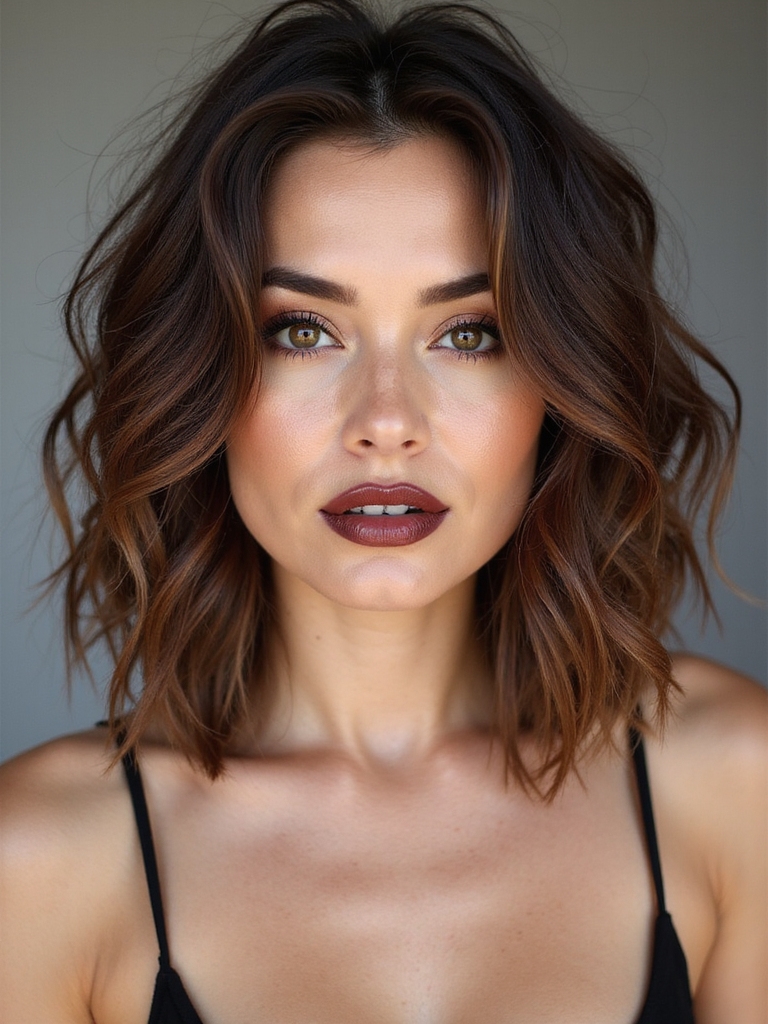 tousled beachy chocolate bob