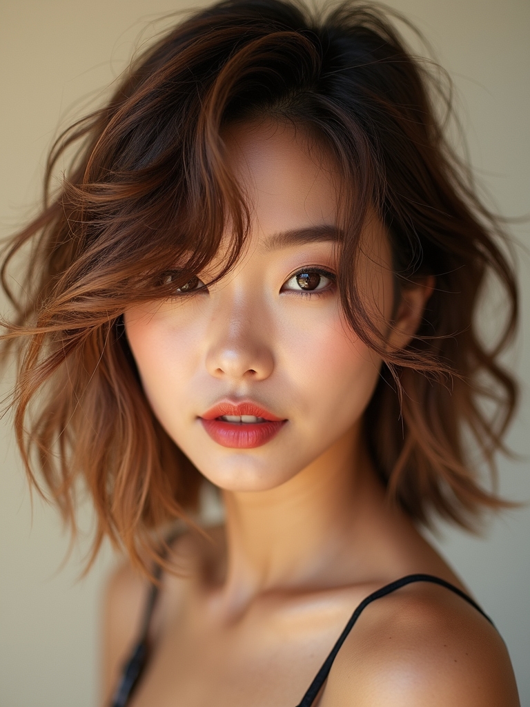 tousled beachy korean bob
