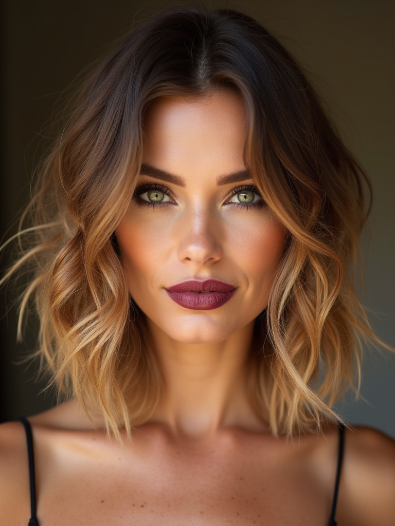 tousled chin length beach waves