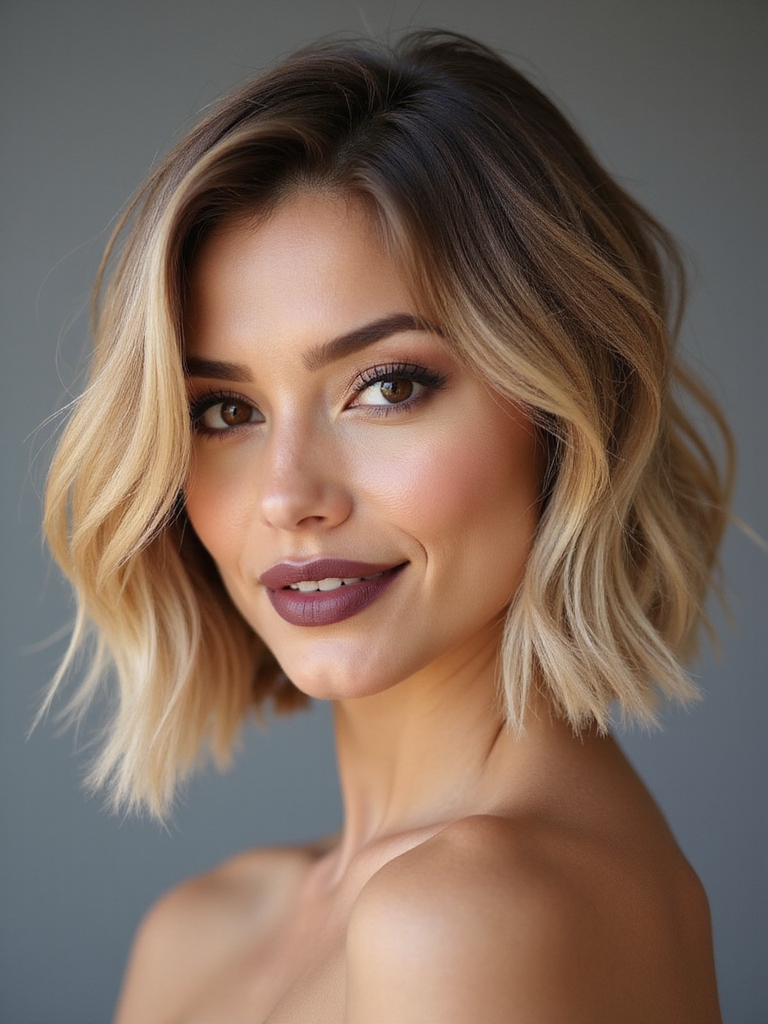 tousled deep side beachy bob
