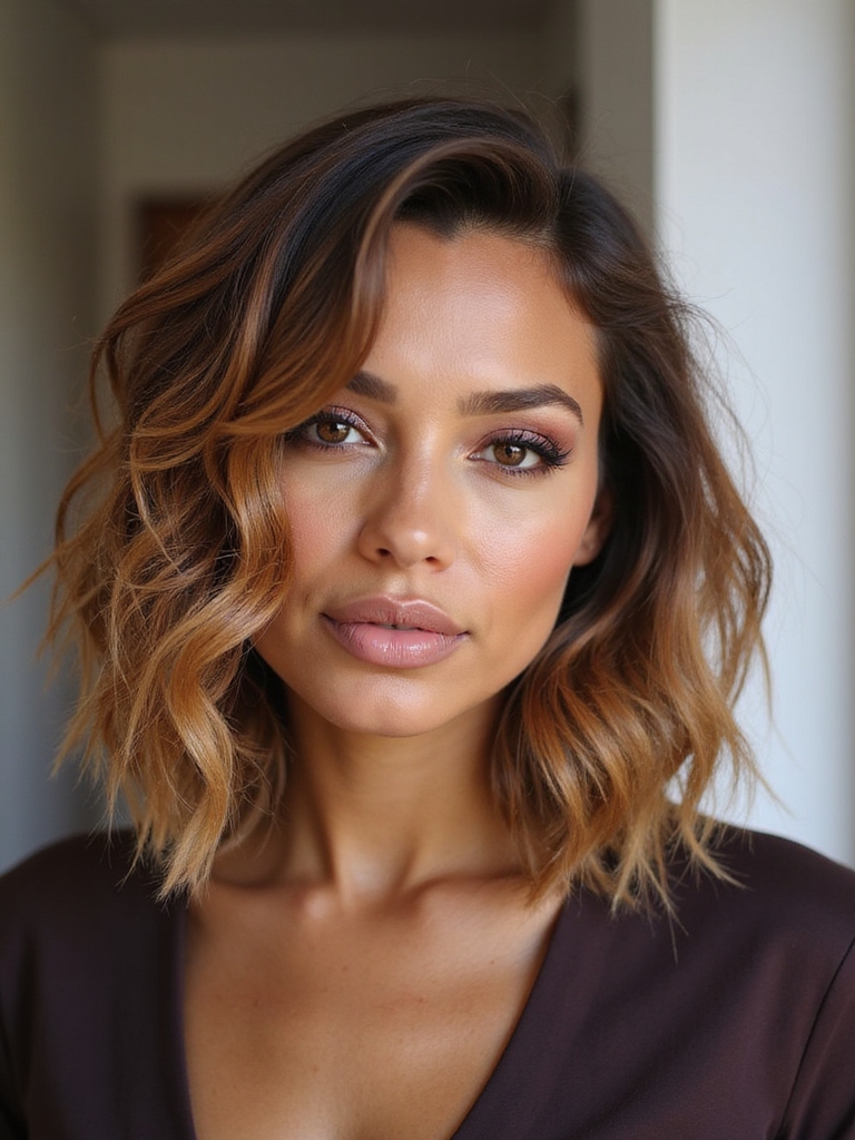 tousled knotless bob waves
