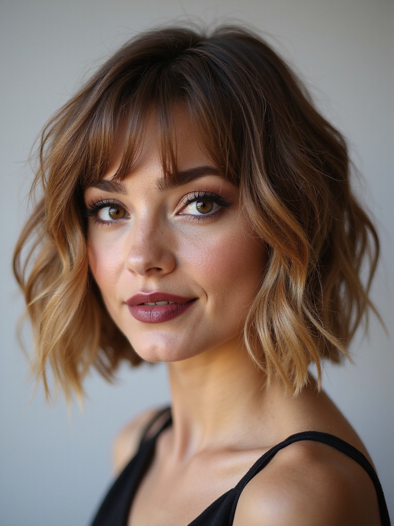 tousled lob to bob texture