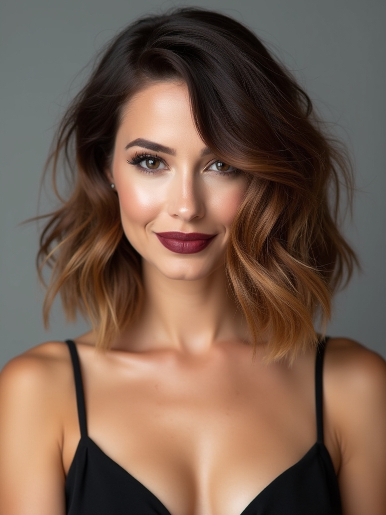 tousled textured asymmetrical bob