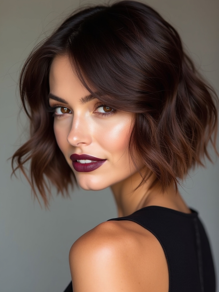 tousled textured glossy bob