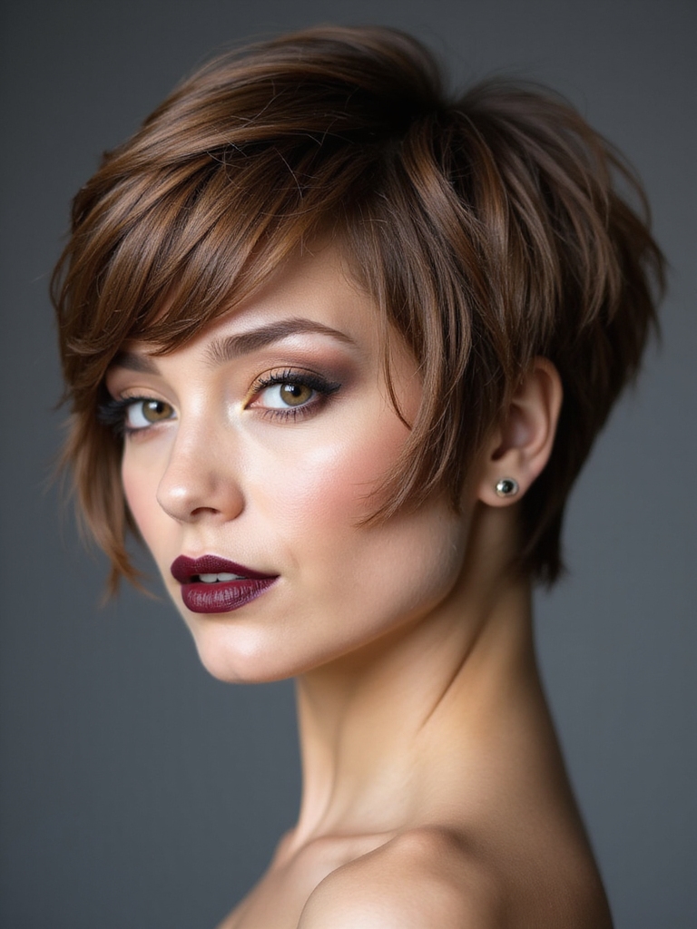tousled textured pixie shag bangs