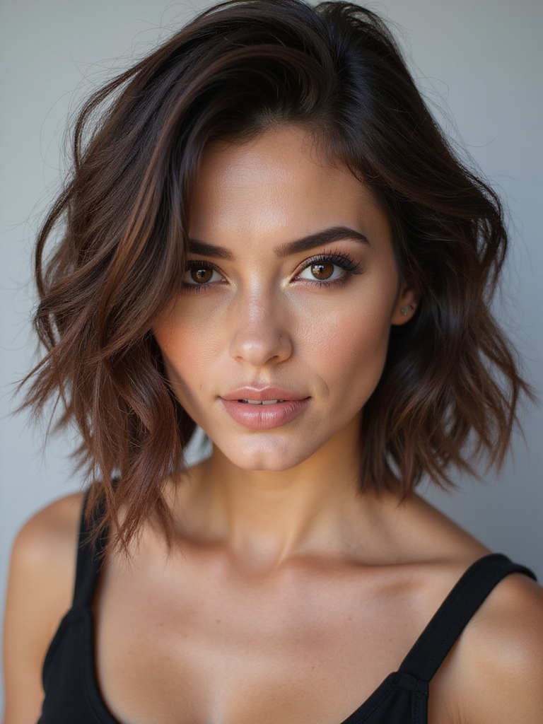 tousled wavy low maintenance bob
