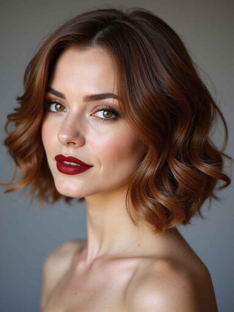 tousled wavy short bob
