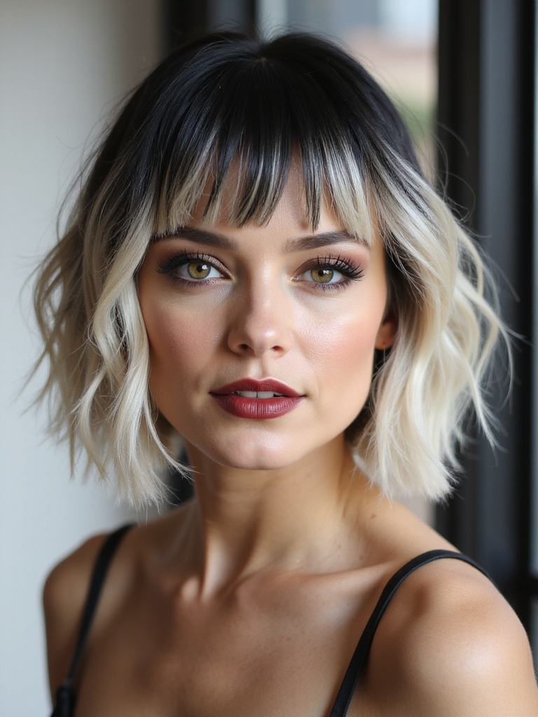 two tone peekaboo undercut bob
