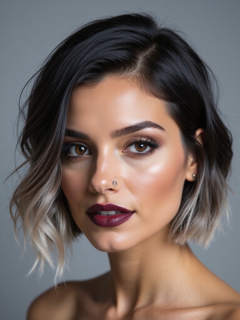 undercut sleek textured bob