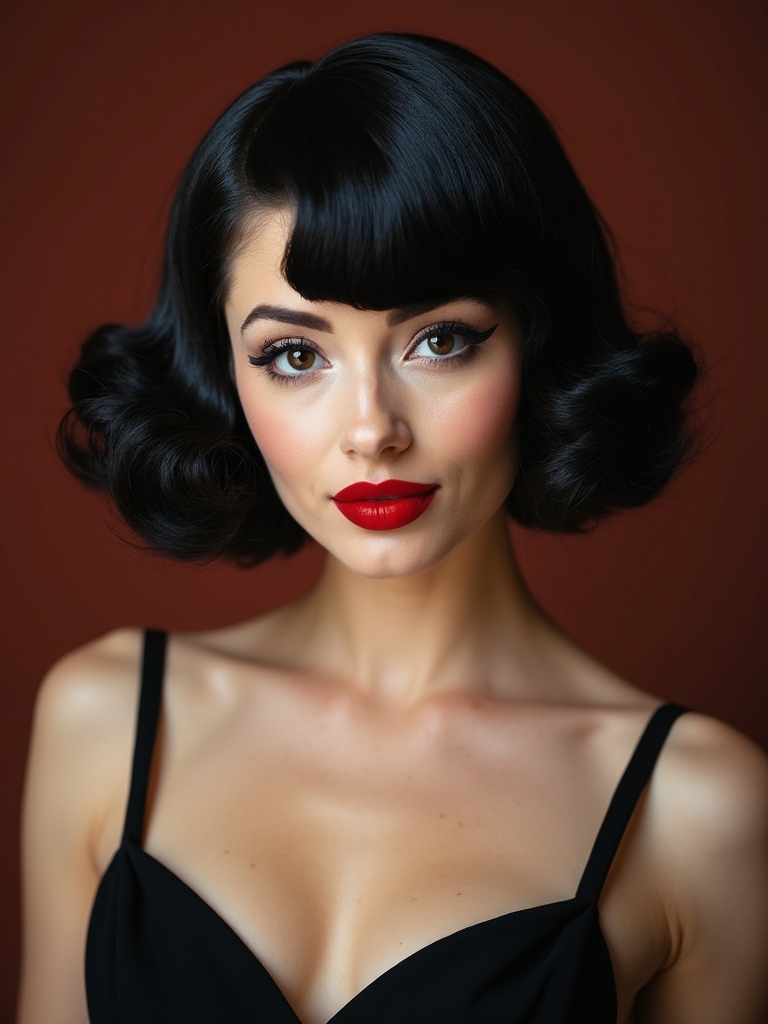 vintage sculpted glossy finger wave bob