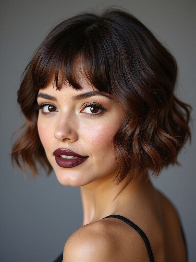 voluminous bob with bangs
