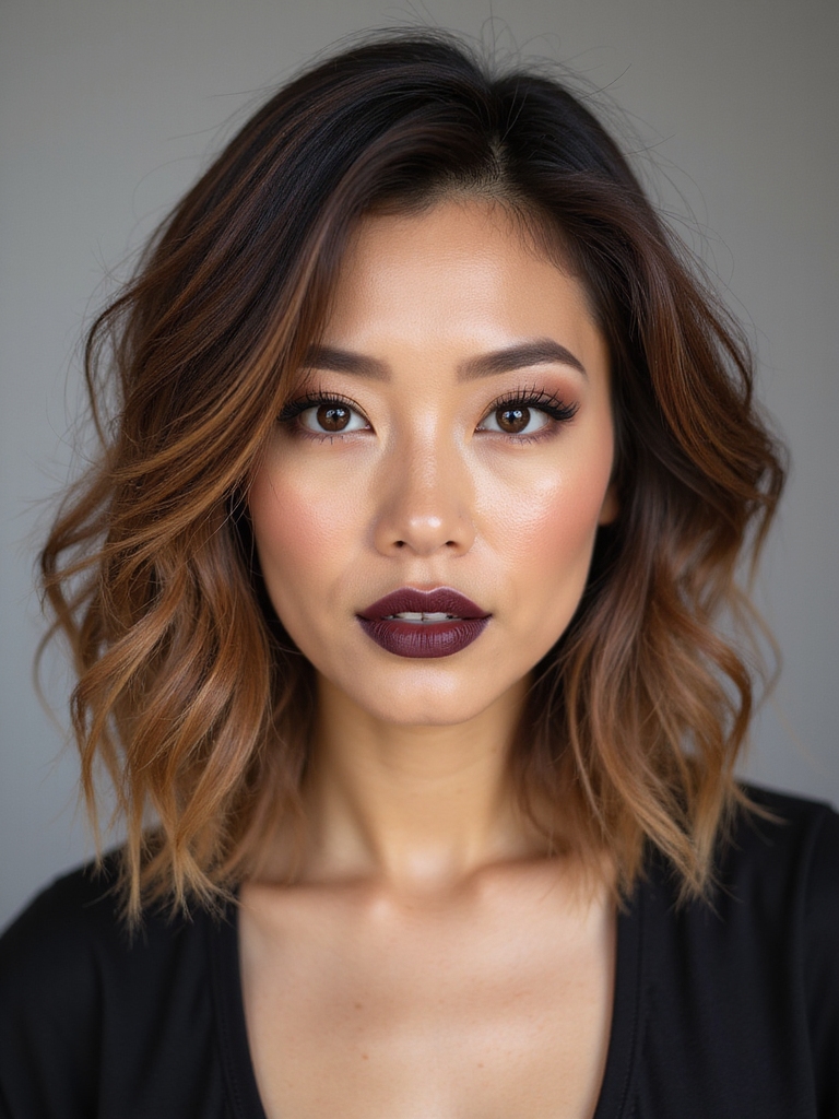 voluminous layered wavy bob