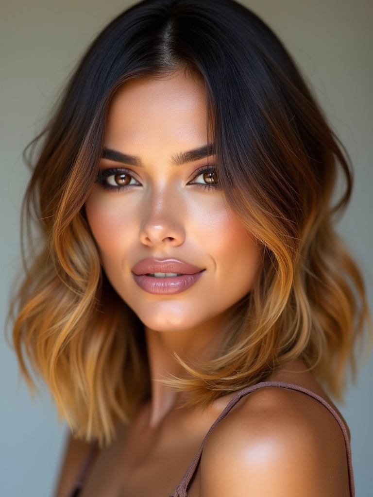 warm cocoa to honey ombre