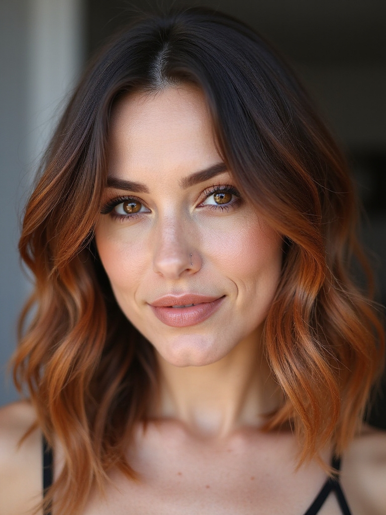 warm copper face framing accents