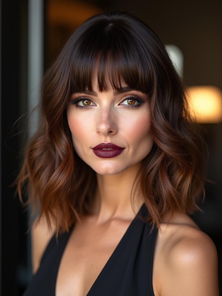 wavy bob with bangs