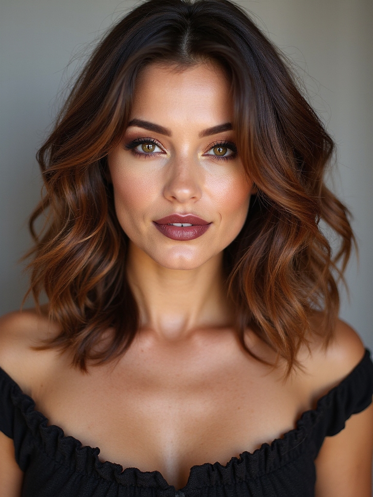 wavy shoulder length layered lob