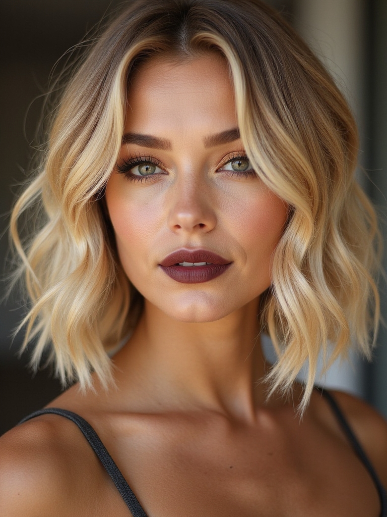 wavy sun kissed tousled microbob